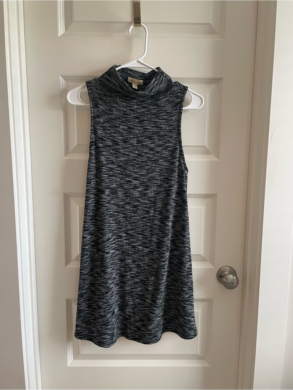 Black and Gray Ribbed Mock Neck Top